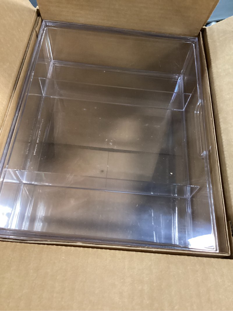 Condition photo showing Good Condition for stori stax plastic stackable organizer drawers (set of 2) clear | 12.5" wide | set includes one open drawer & one divided drawer | organize office desk accessories & sort paper | made in usa clear open/divided 2pk