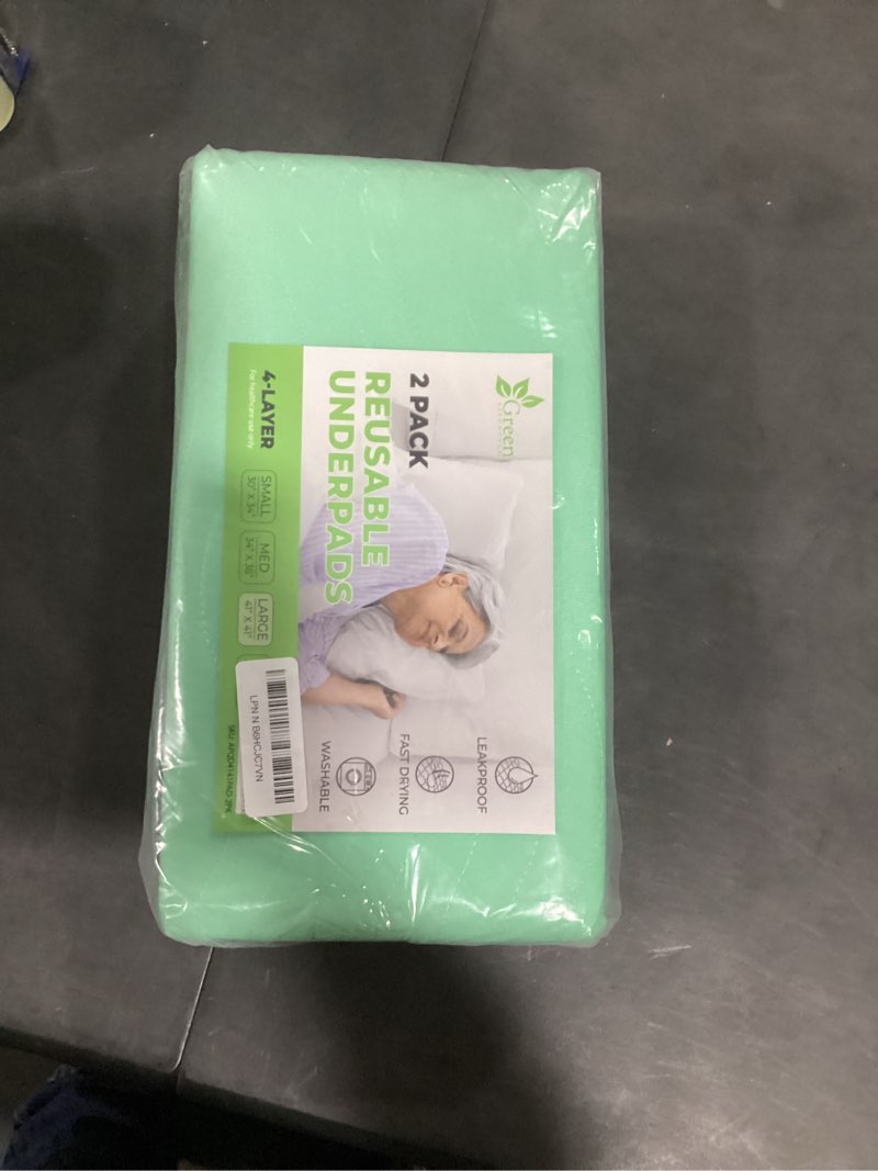 Condition photo showing Good Condition for green lifestyle® washable underpads - heavy absorbency reusable bedwetting incontinence pads for kids, adults, elderly, and pets - toddler mattress pads for bed, sofa, couch, floor (pack of 2 - 41x41) blue/green 2 pack - 41x41