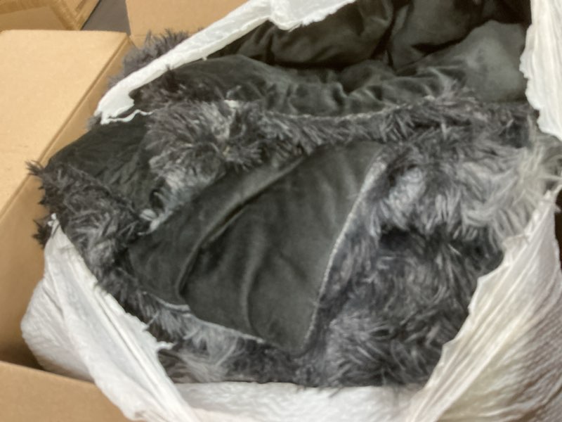 Condition photo showing Good Condition for Andency Faux Fur Tie-Dyed Black Grey Comforter for Queen Size Bed, 3 Pieces Fluffy Fuzzy Plush Beddi