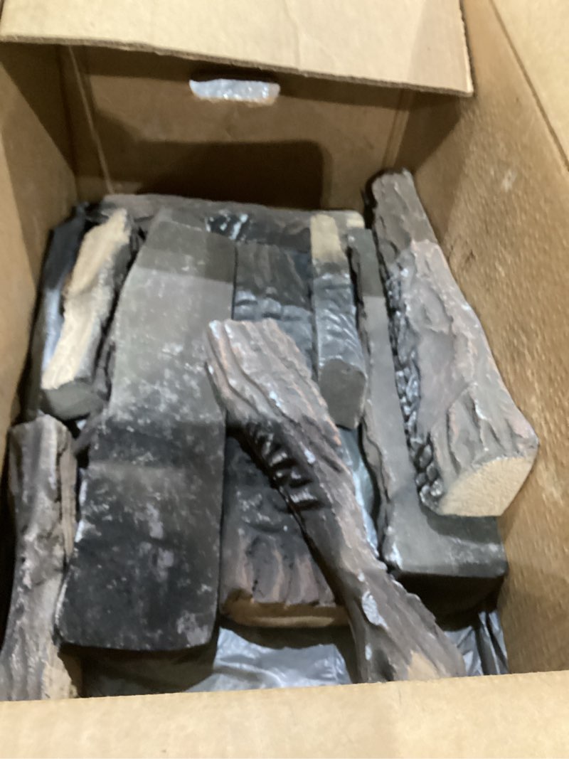 Condition photo showing As Is for Stanbroil Large Ceramic Gas Logs, 10 Piece Set of Decoration Ceramic Wood Logs for All Types of Ventless, Gel, Ethanol, Electric, Gas Inserts, Propane, Indoor or Outdoor Fireplaces & Fire Pits