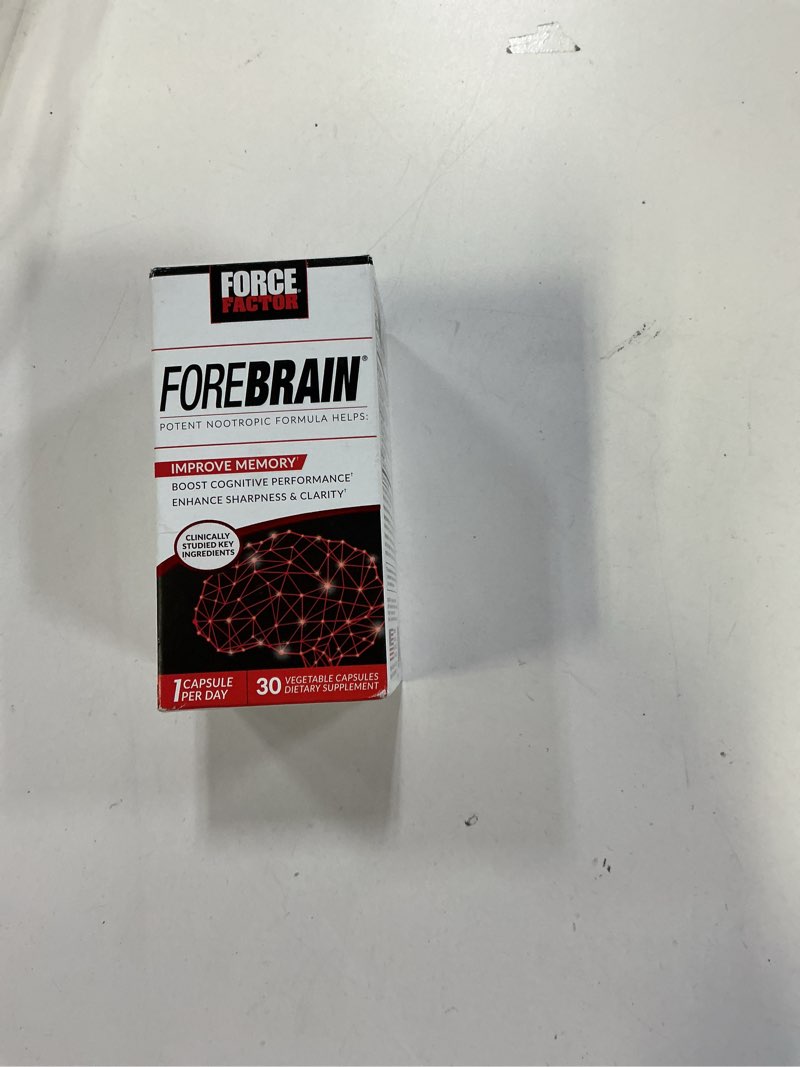 Condition photo showing New/Like New for (BB:04/2026)Force Factor Forebrain Nootropic Brain Supplement to Improve Memory, Boost Focus, Increase Mental Energy, and Support Brain Health with Caffeine, Bacopa, and Huperzine A, 30 Capsules
