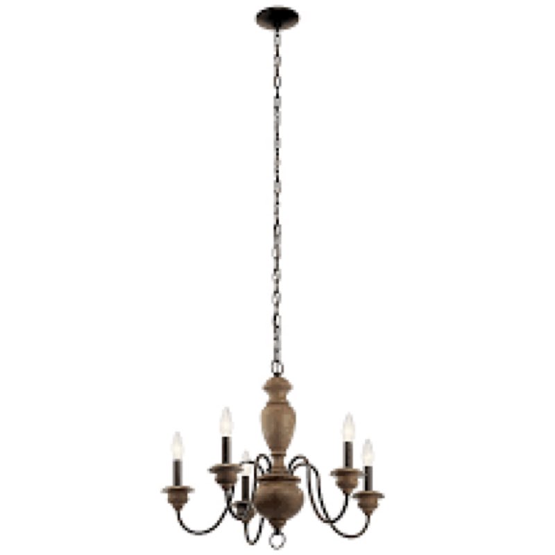 Homebelife Retro Bronze Chandelier 5-Light, 25" Antique Country Rustic Farmhouse Pendant Lighting fo