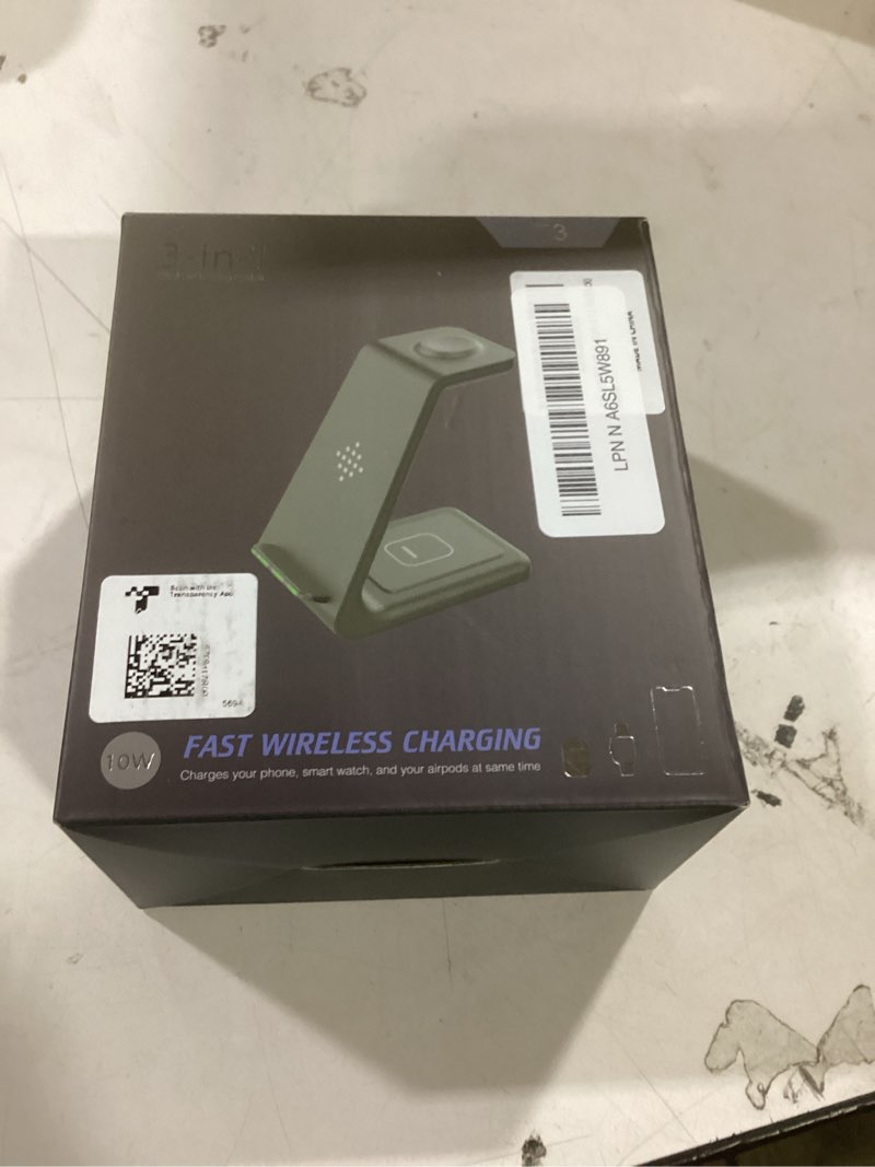 Condition photo showing New/Like New for 3 in 1 Wireless Charging Station, 2026 Upgraded Fast Desk Charger Station for iPhone 17 16 15 14 13 12 Pro Max Plus, Charger Stand for Apple Watch 10 9 8 7 6 5 4 3 2 SE, Airpods 4 3 2 Pro(Black) B-Black