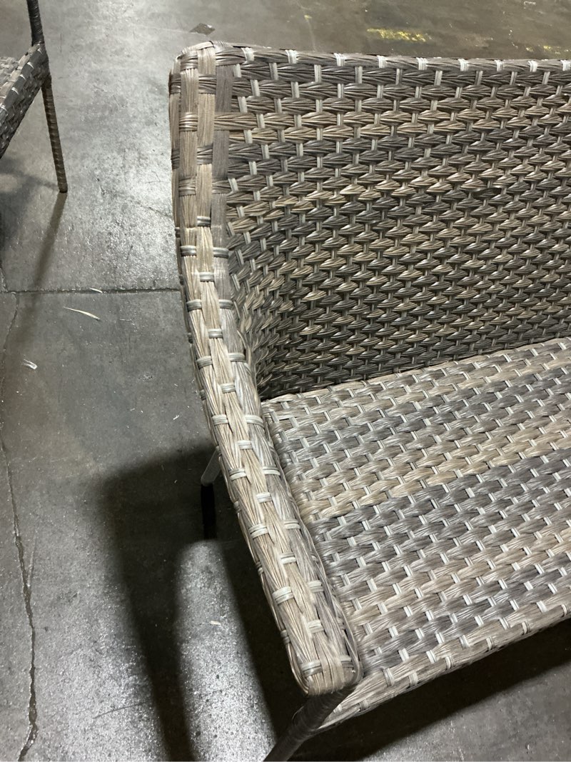 Condition photo showing Good Condition for style selections lola wicker outdoor loveseat with (no fabric) and steel frame