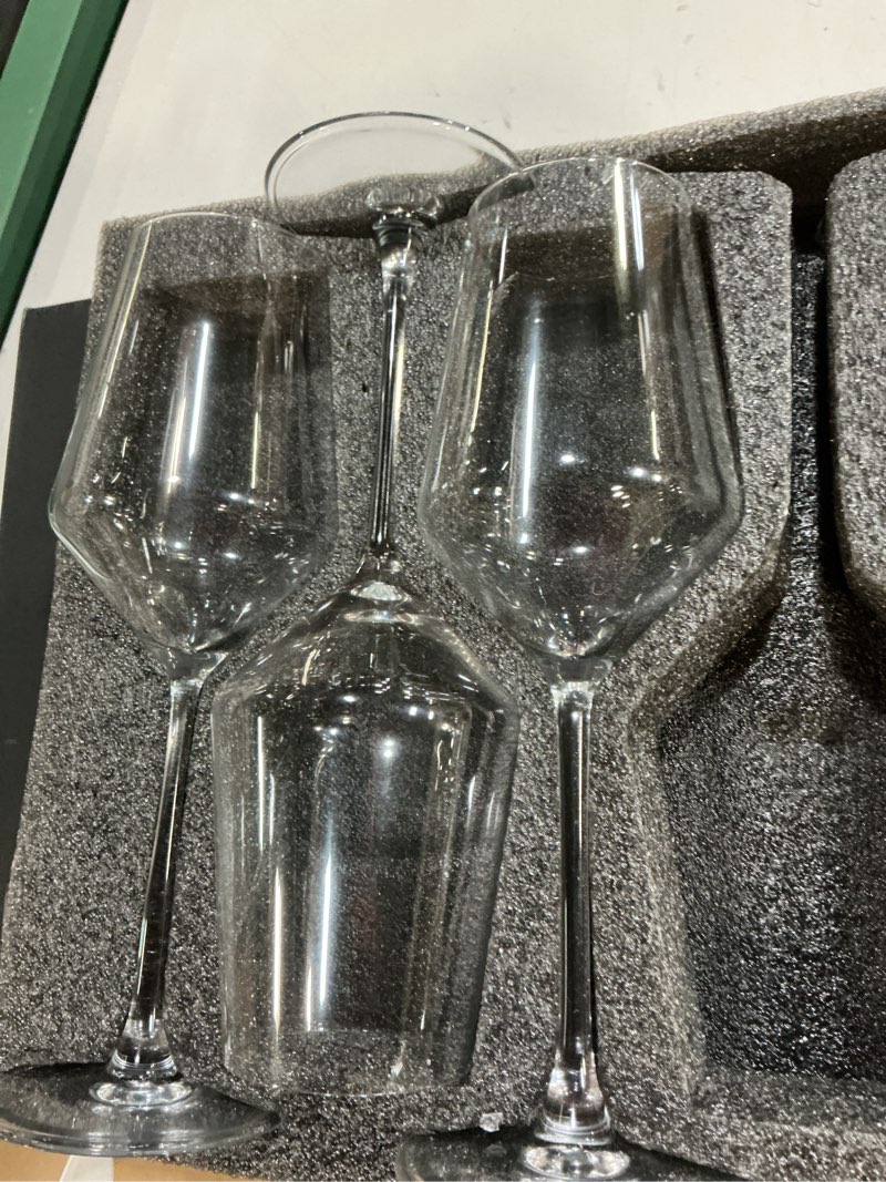 Condition photo showing As Is for (incomplete, only 3 ) baclife hand blown red wine glasses set of 4 – 15 oz premium crystal wine glasses with long stem – unique wedding gift, daily use 4pcs 15oz
