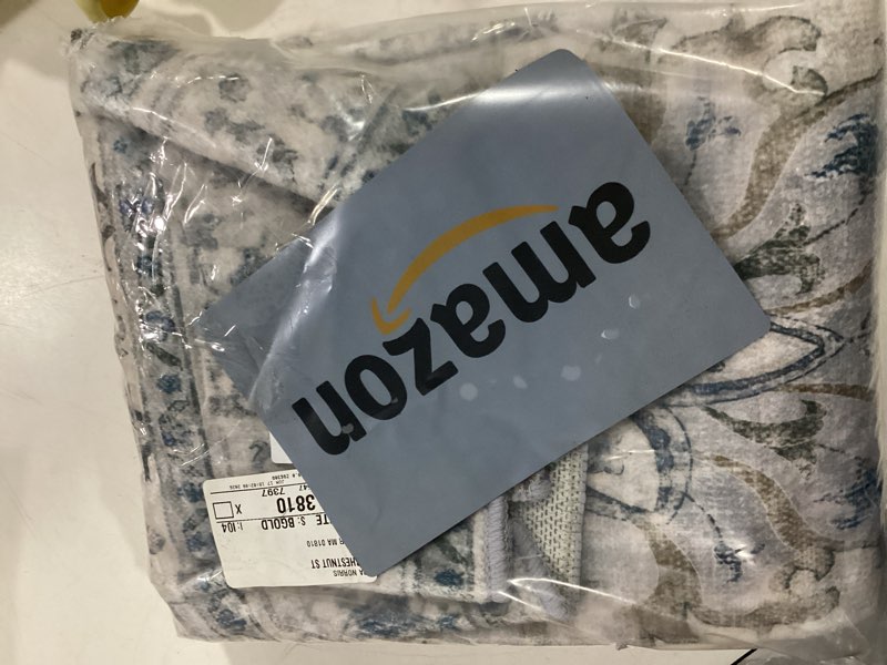Condition photo showing Good Condition for releany area rugs small 2'x4' washable non-slip, floral vintage distress medallion carpet for kitchen entryway bathroom, light blue navy gray white blue/white/gray/purple 2' x 4' (runner)