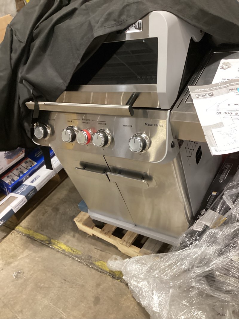 Condition photo showing Good Condition for monument mesa 405bz stainless steel 5 -burner infrared liquid propane gas grill 1 -side burner
