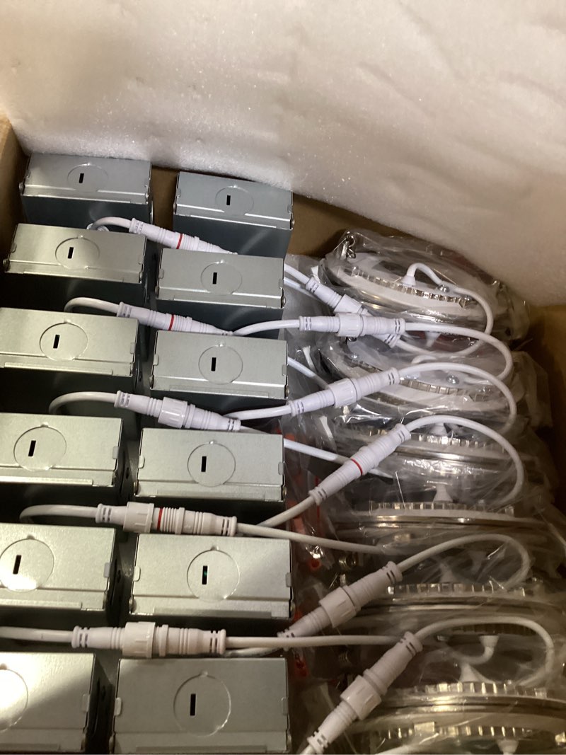 Condition photo showing New/Like New for 12 pack recessed lighting 4 inch with junction box, 5cct 4 inch brushed nickel led recessed lights dimmable 2700k-6000k, 9w 700lm ultra thin recessed lighting - etl and energy star certified 5cct-nickel 4inch