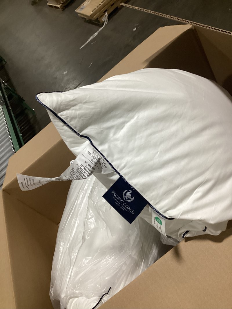 Condition photo showing As Is for pacific coast bed pillow, luxury hotel goose feather and down pillow for sleeping with 100% cotton shell, medium supportive, standard size standard (pack of 1)