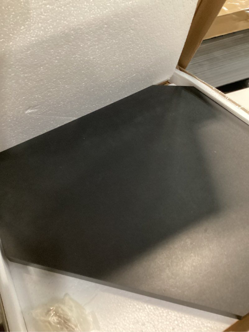 Condition photo showing Good Condition for 20-Inch Black Floating Corner Shelf, Pentagon Corner Wall Shelf with Wire Cable Hole for Bedroom, Living Room, Bathroom, Large Display Shelf for Cable Boxes/Games Consoles/TV Accessories