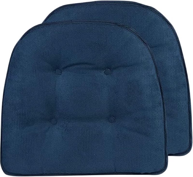 Klear Vu Omega Non-Slip Universal Chair Cushions for Dining Room, Kitchen and Office Use, U-Shaped Skid-Proof Seat Pad, 15x16 Inches, 2 Pack, 23 Geo Blue