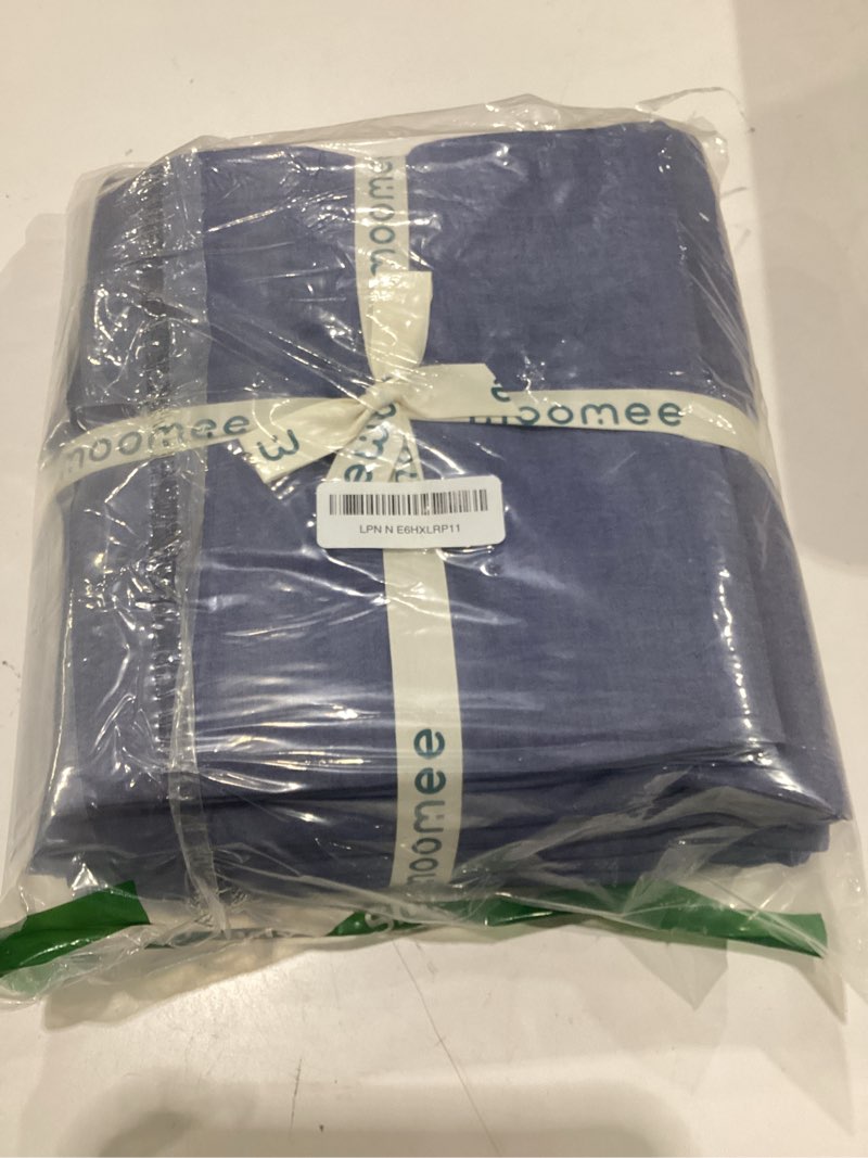 Condition photo showing Good Condition for moomee bedding duvet cover set 100% washed cotton linen like textured breathable durable soft comfy (heathered blue, king 104"x90") heathered blue (no comforter) king (104"x90")