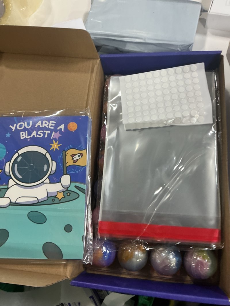 Condition photo showing New/Like New for 28 Pack Valentines Day Gifts for Kids Classroom, Galaxy Slime Valentines Day Cards for Kids School, 