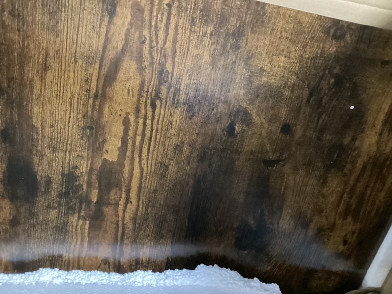 Condition photo showing As Is for Huuger Computer Desk, 80 Inch Office Desk, Gaming Desk with Storage, Writing Desk Work Desk for Home Office, Study, Long Simple Desk, Large Legroom, Metal Frame, Rustic Brown Rustic Brown 80inch