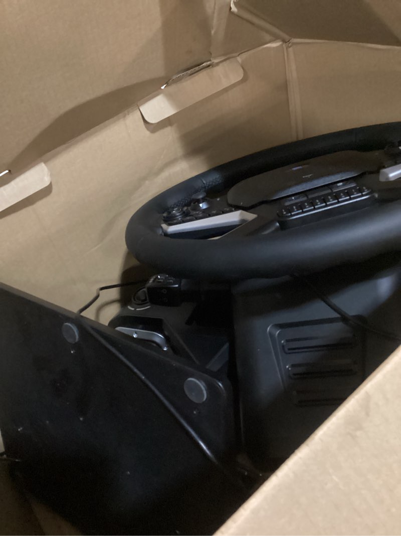 Condition photo showing As Is for HORI Truck Control System for Windows 11/10 with Force Feedback Steering Wheel, Shifter Control Panel, & Pedals