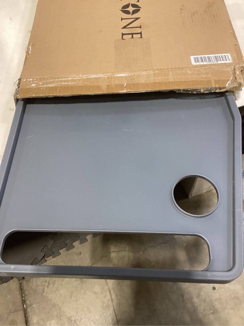 Condition photo showing Good Condition for bluestone walker tray- upright with holders-universal table fits most standard folding walkers-home mobility medical equipment accessories, 1 count (pack of 1) gray