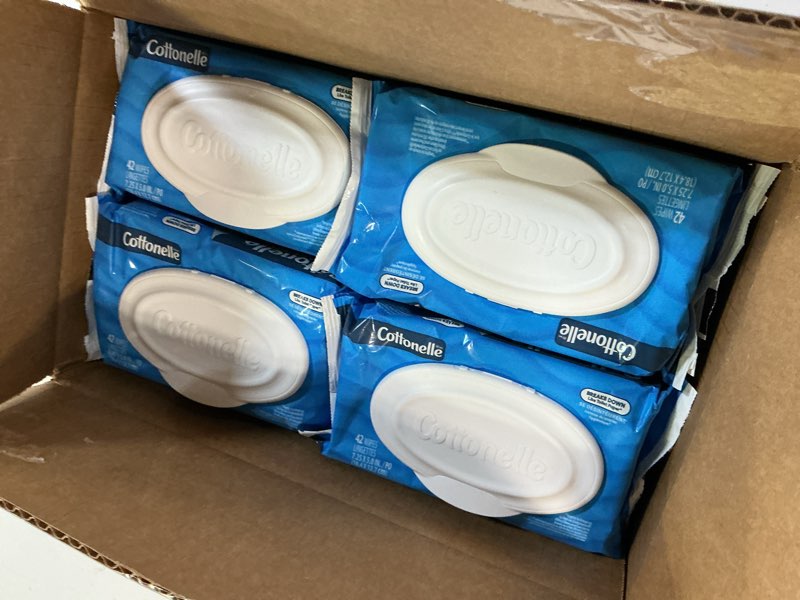 Condition photo showing New/Like New for cottonelle fresh feel flushable wet wipes, adult wet wipes, 8 flip-top packs, 42 wipes per pack (336 total wipes), packaging may vary fresh feel 42 count (pack of 8)