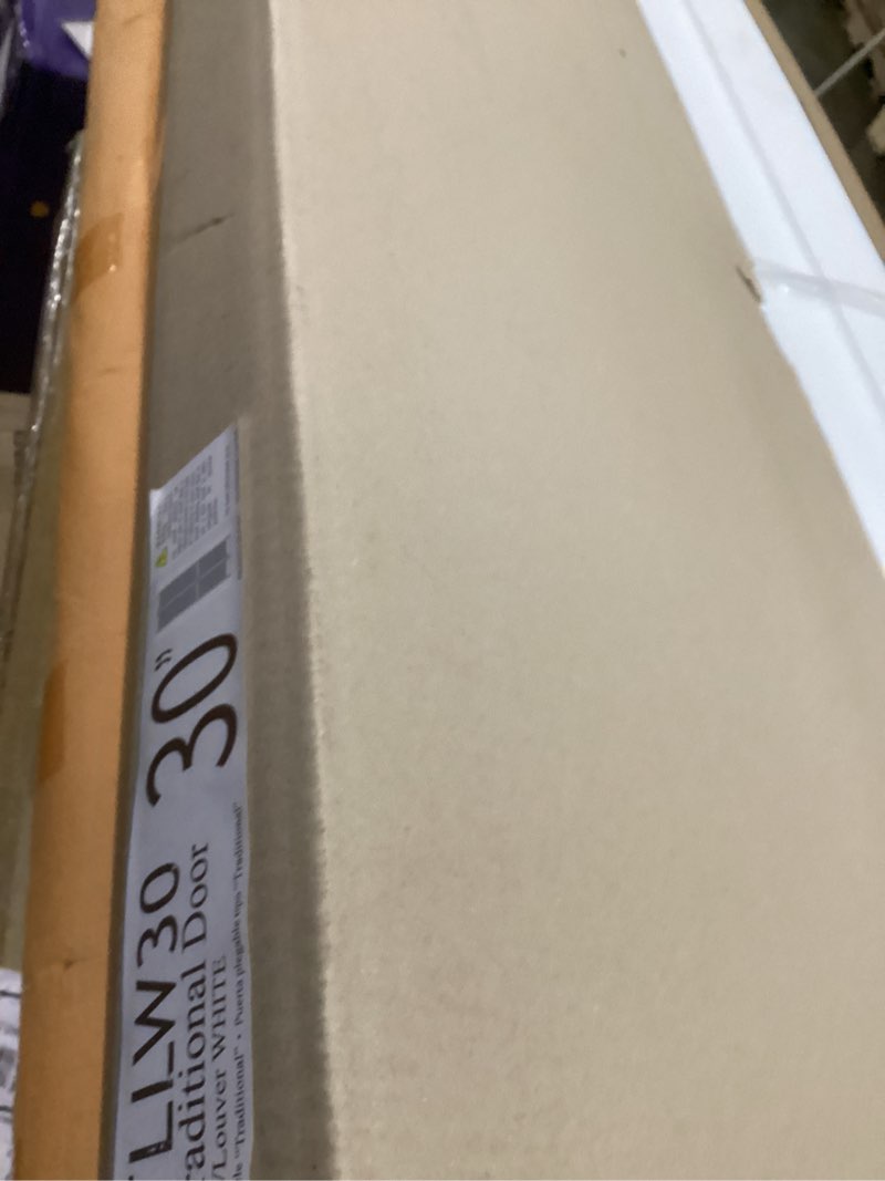 Condition photo showing As Is for Closet Door, Bi-fold, Kimberly Bay® Traditional Louver-Louver White (80x30)