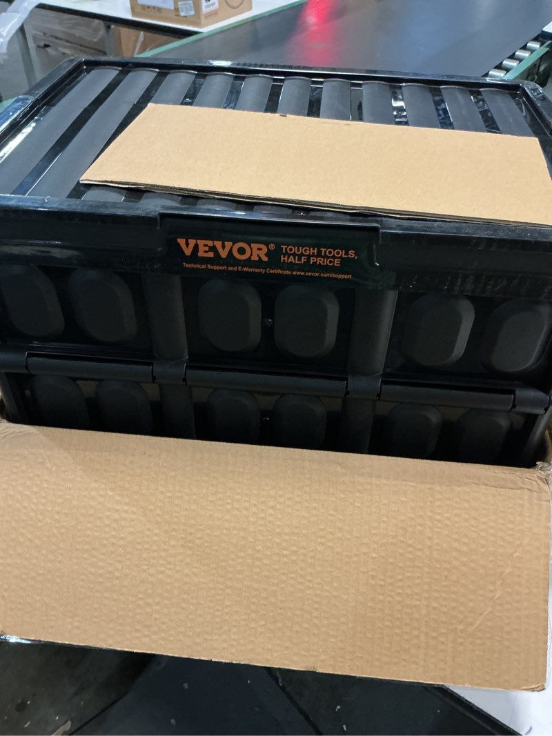 Condition photo showing Good Condition for vevor 45l collapsible storage bins with lids 3 packs, stackable utility crates with handles, large folding containers for organizing tools, snacks, books, food, drinks, camping & transport 45l-black