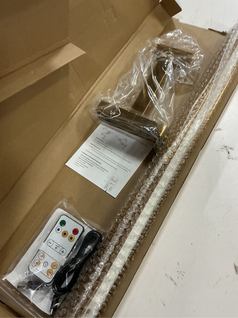 Condition photo showing Good Condition for picture lights for wall, brass battery operated picture light 24in art light cct dimmable recharging battery wall light with remote control for living room gallery 1pc24in brass