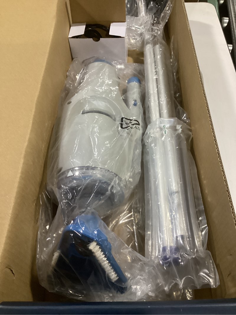 Condition photo showing Good Condition for pool vacuum for above ground pool with a telescopic pole, running time up to 1h, handheld rechargeable pool cleaner with powerful suction up to 18.5 gallons/min, ideal for leaves & debris, pc10 pc10 blue