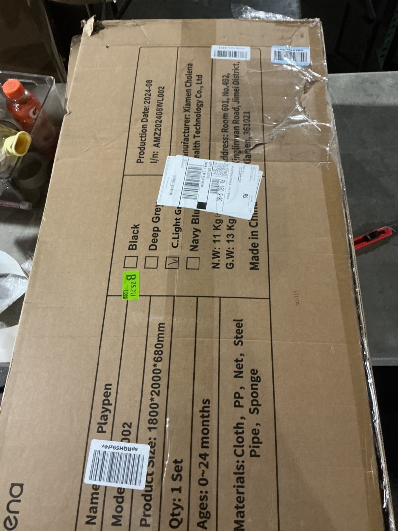 Condition photo showing Good Condition for Baby Playpen,Extra Large Playpen for Babies and Toddlers, Sturdy Play Pen Play Yard with Safety Gate,79”x71”Baby Play Pen(Cationic Light Grey) 71*79*27in Cationic Light Grey