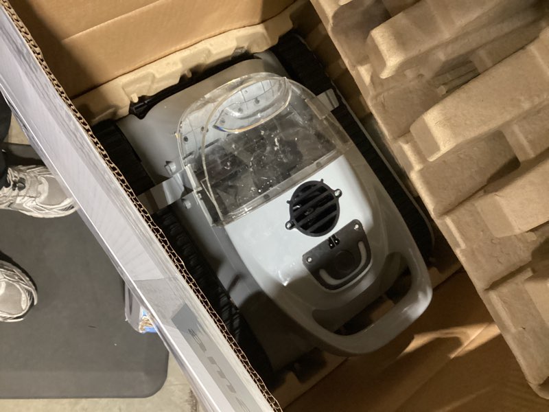 Condition photo showing As Is for cordless robotic pool cleaner -pool vacuum 180w brushless motor, 45,000pa suction, wall climbing, sonar navigation, 3 modes automatic pool robot for inground & above-ground pools up to 2150 sq. ft. gray