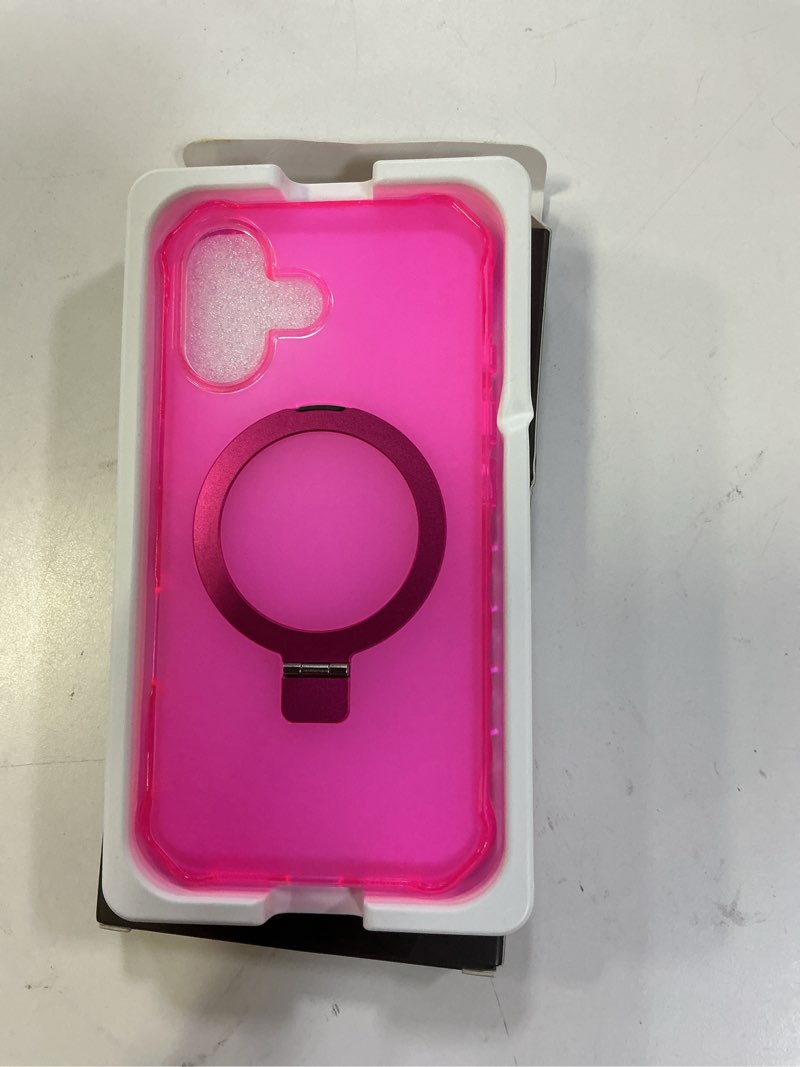 Condition photo showing Good Condition for for iPhone 16 Case with Magnetic Invisible Stand [Compatible with Mag-Safe] [Military Drop Tested] Translucent Matte 16 Cover with Good Grip Curly Wave Edge for Women 6.1'', Rose Red iPhone 16 Matte Rose Red