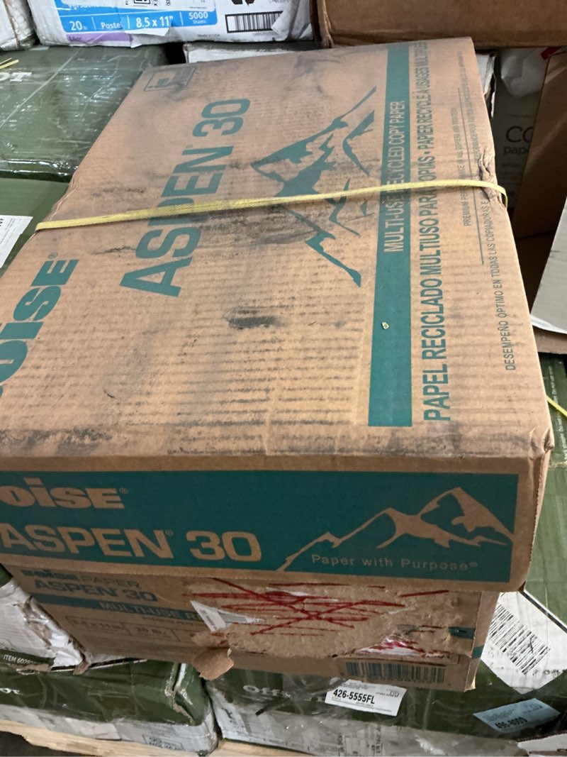 Condition photo showing New/Like New for boise aspen 30 multi-use printer & copy paper, 10 reams, white, letter size, 5000 sheets per case- 054901-ctn