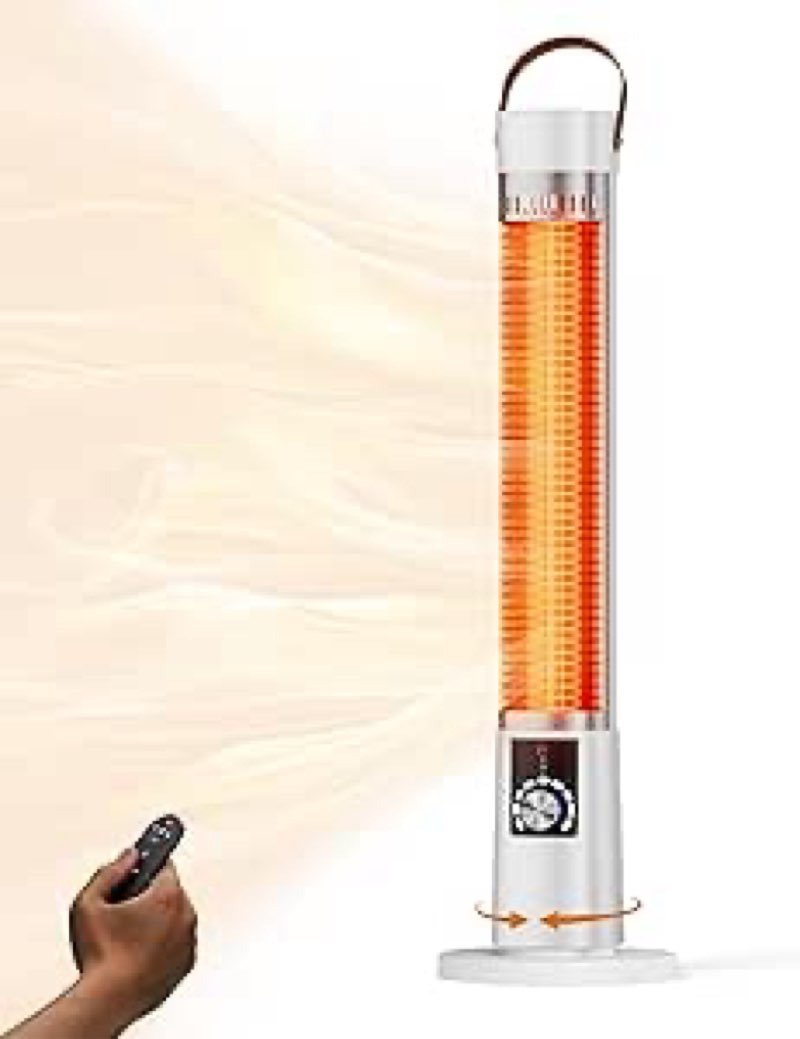Patio Heater for Outdoor Use, Infrared Electric Outdoor Heater, 1500W Instant Heating, 60-Degree Osc