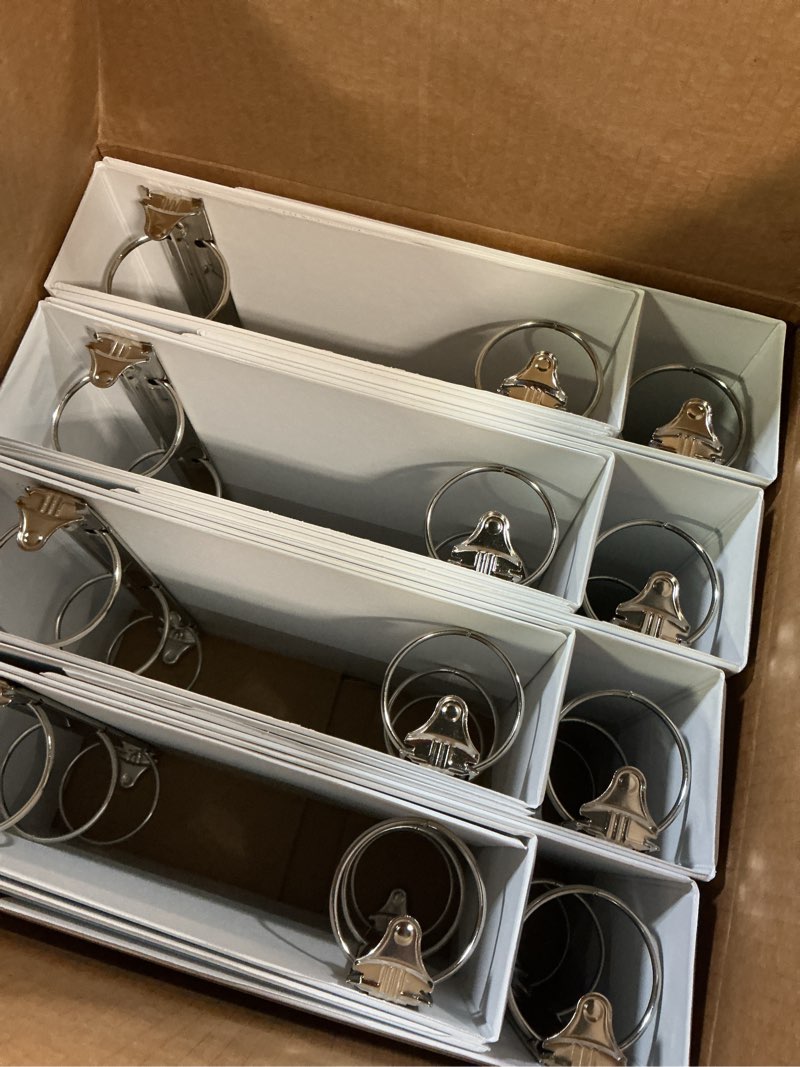 Condition photo showing New/Like New for samsill 3 inch 3 ring binders, made in usa, economy round ring, clear view cover, 550 sheet capacity - for school, home, office - white, 12 pack white 12-pack 3-inch