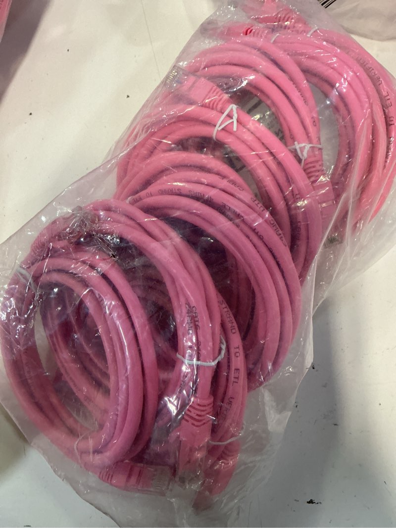 Condition photo showing As Is for maximm cat6 ethernet cable 7 ft pink (10-pack), 10gbps 550mhz utp cord 7 feet pink
