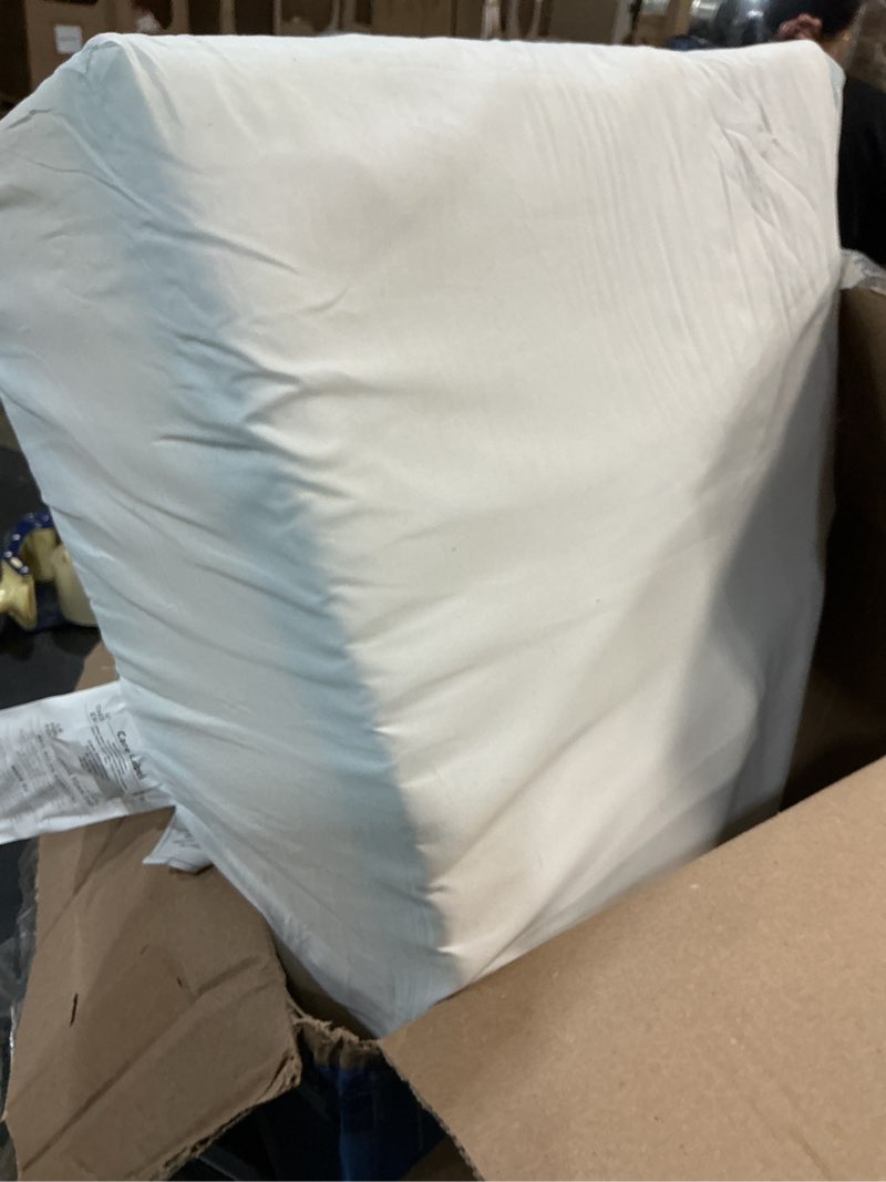 Condition photo showing As Is for (incomplete unknown size)luxury 22x24/22x25 6-inch outdoor cushions - water resistant 1 set zippered patio chair cushion for wicker dining rocking swivel chairs loveseat couch sectional sofa - baby blue 22x24x6\"(high back) baby blue/classic 1