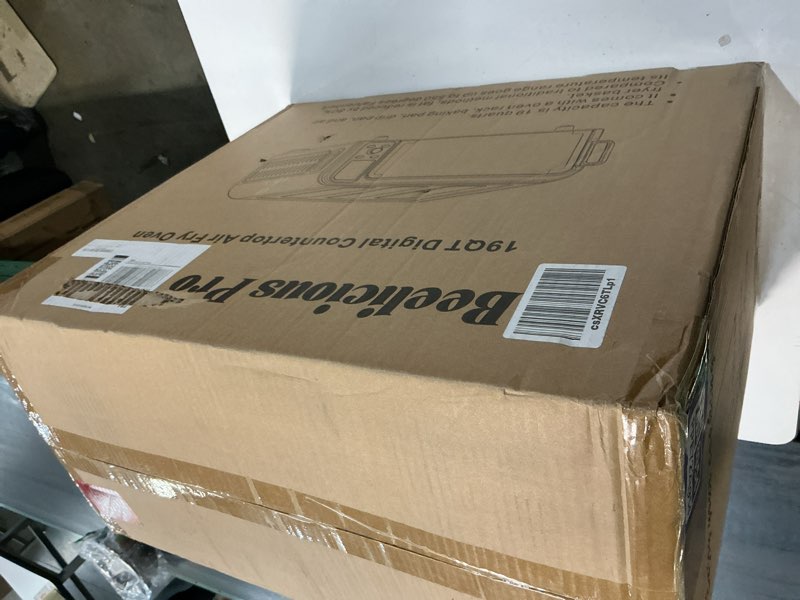 Condition photo showing New/Like New for beelicous pro 19qt digital 8-in-1 air fryer toaster oven, 550°f flavor-lock tech, flip up & away capability, 40+ recipes, airfryer countertop oven combo, 4 accessories, fit 13" pizza, black