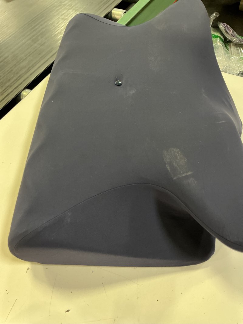 Condition photo showing As Is for cervical pillow for neck pain relief - cooling ergonomic dual-sided orthopedic neck pillow with ice silk pillowcase, breathable memory foam contour pillow for side, back, stomach sleepers,all black dark blue queen size 25.2"lx15.35"wx5.12"h