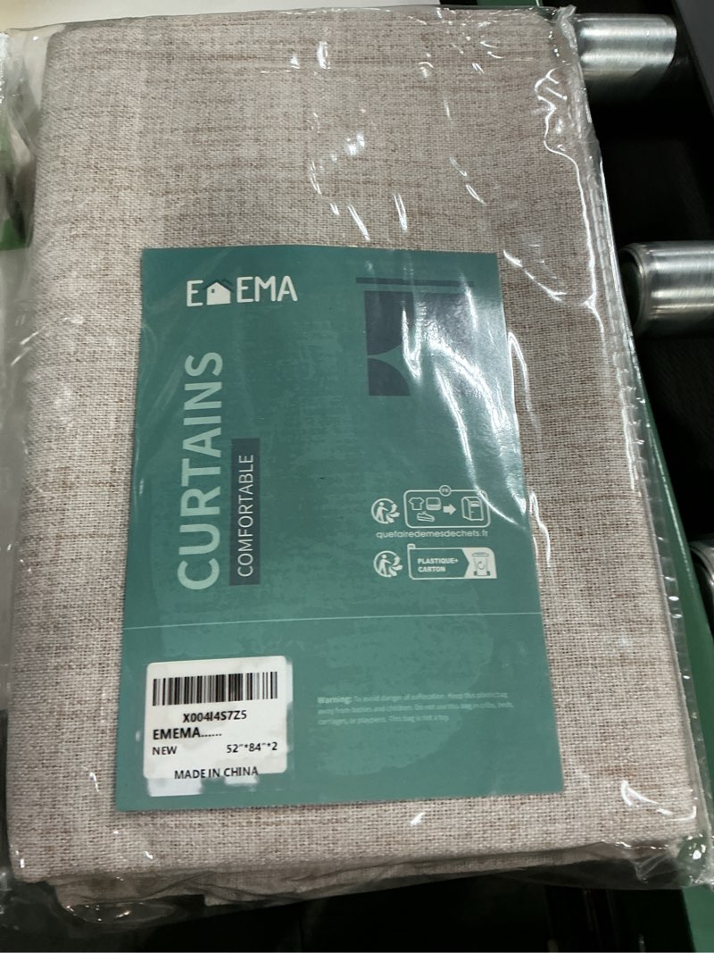 Condition photo showing New/Like New for EMEMA Beige Linen Blackout Curtains 84 inch Length 2 Panels for Bedroom Living Room Thermal Insulated 100% Black Out Linen Drapes Room Darkening Curtains Luxury Decor for Window, 52 x 84 Inch Beige 52"W x 84"L (Pack of 2)
