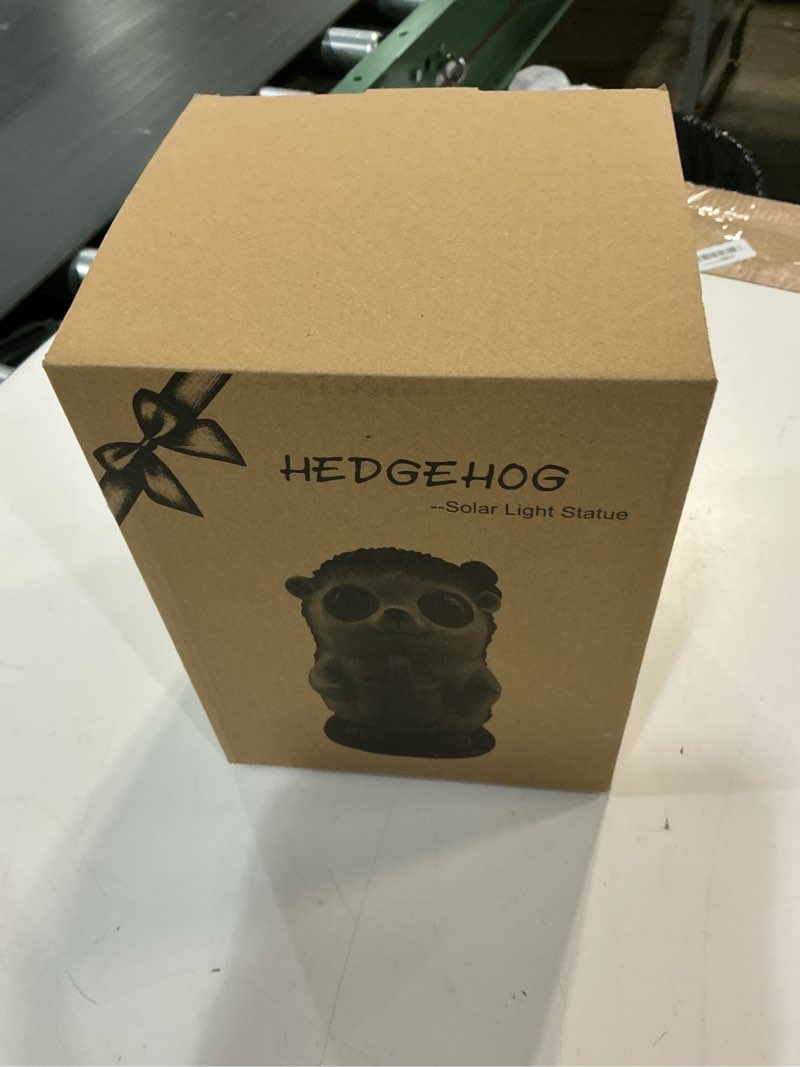 Condition photo showing New/Like New for garden statues hedgehog with solar moving led eyes outdoor animal figurines decorations for patio yard lawn ornaments gifts for birthday easter housewarming (hedgehog) e-hedgehog