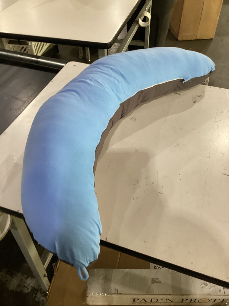 Condition photo showing Good Condition for byriver 39" c shaped body pillow for side sleeping adults men women, anxiety relief hugging gaming lap pillow, pregnancy knees separate pillow, gifts for new moms, removable pillowcase(l) large 39"(99cm) light dark blue