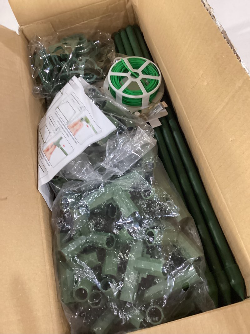 Condition photo showing Good Condition for 3 pack square tomato cages, 49'' tall heavy duty steel tomato trellis kit for garden, plant support tower stakes cucumber pepper trellis for climbing vegetable flowers 3pcs cages