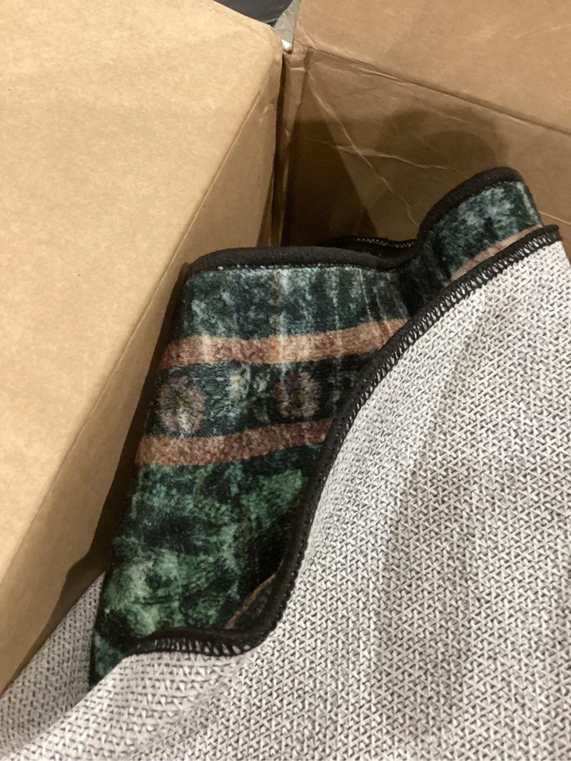 Condition photo showing As Is for rugxara 6x9 area rugs for living room bedroom, large washable rug, green vintage floral boho rug, non slip & low pile faux wool thin carpet for indoor dining room and kids room(green 6x9ft) green 6' x 9' (rectangular)