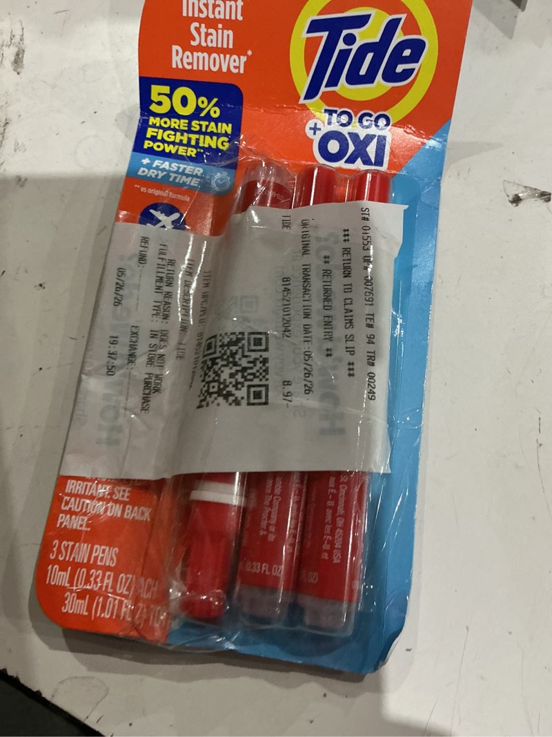 Condition photo showing As Is for tide instant stain remover pen 3-pack laundry stain remover