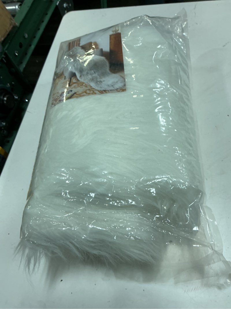 Condition photo showing Good Condition for easyjoy ultra soft fluffy shaggy area rug faux fur rug chair cover seat pad fuzzy area rug for bedroom floor sofa living room (2 x 6 ft sheepskin, white) white 2' x 6' (sheepskin)