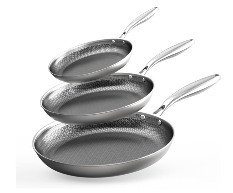 hybrid nonstick frying pans set, 10"+11"+12" frying pan skillet 3-pieces set, stay-cool handle, pfas