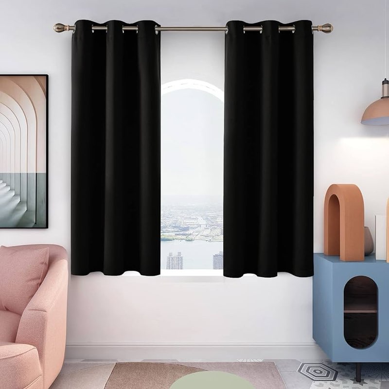 Gogreen Solid Thermal Insulated Grommet Blackout Curtains/Drapes for Bedroom Window (2 Panels, 42 in