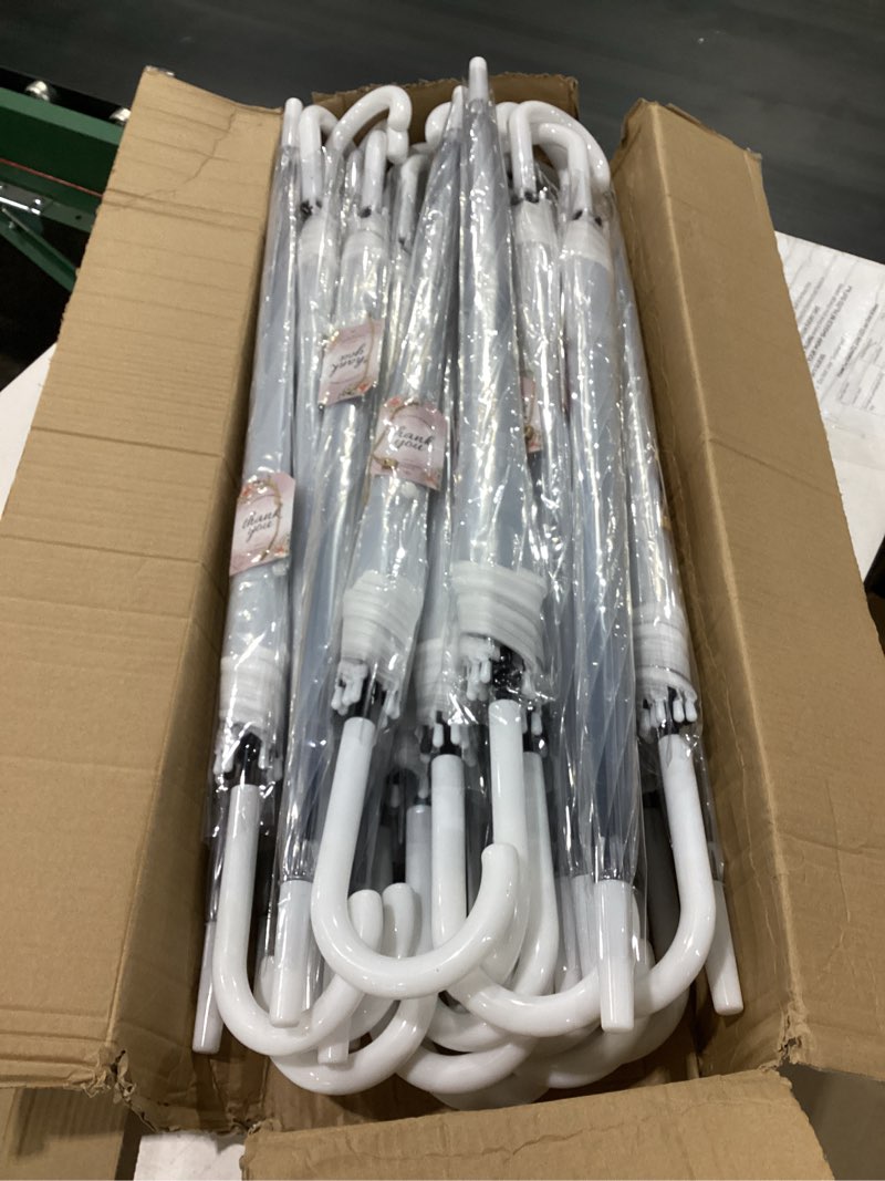 Condition photo showing New/Like New for 30 pack clear umbrella wedding, auto open transparent stick umbrella with white j hook handle, windproof waterproof large canopy umbrella for bride groom photography golf outdoor events