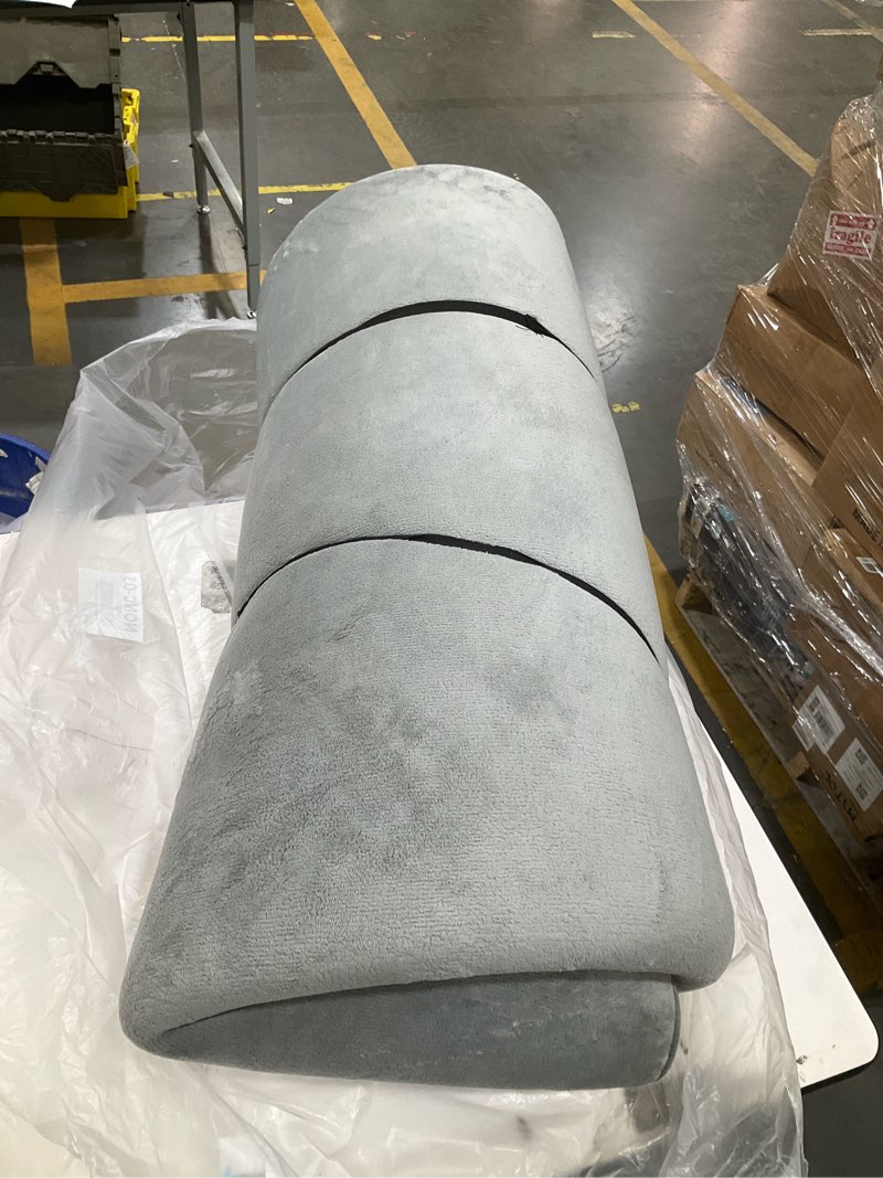 Condition photo showing Good Condition for baby play mat for floor,1.3" thick elasti-foam 50"×74" playpen mat for tummy time,water repellent soft coral velvet for toddler,infant,kids,non-slip backing safe for crawling(dark grey) dark grey 74"×50"×1.3"