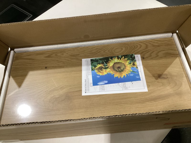 Condition photo showing Good Condition for 12 Inch Deep Floating Shelves, 24 x 12 Floating Shelf for Books, Rustic Wood Deep Wall Shelves for Home Storage & Display, 2" Thicked Shelves for Kitchen, Living Room, Bedroom, Oak Color, 1 Pack Oak 24"W x 12"D, 1 Pack