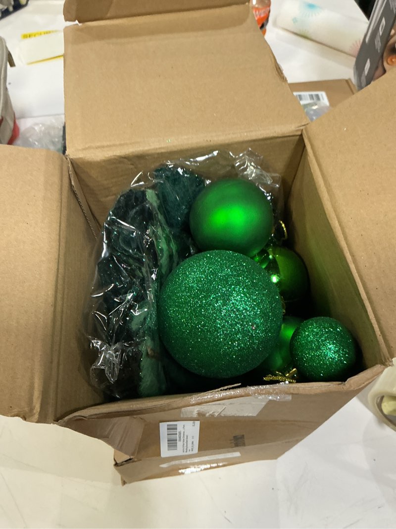 Condition photo showing Good Condition for Janinka 36 Pack Christmas Poinsettia Flowers Decoration Set Include 12 Pcs Artificial Glitter Poinsettia, 24 Pcs Hanging Christmas Balls and Teardrop Ornaments for Xmas Holiday Decor(Dark Green)
