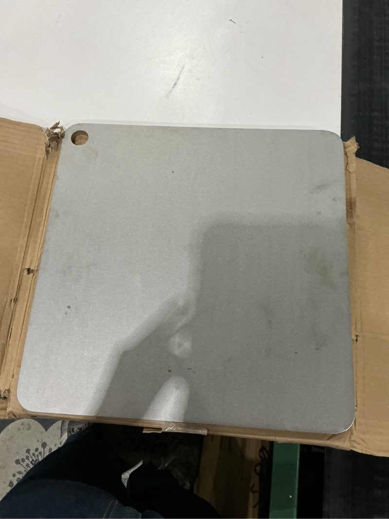 Condition photo showing As Is for ThermiChef 16" by 16" Pizza Steel (3/8" Deluxe Thickness) - Multipurpose Cooking Steel for Ovens & Grills - Made in the USA 3/8" Deluxe Version 16"x16" Square