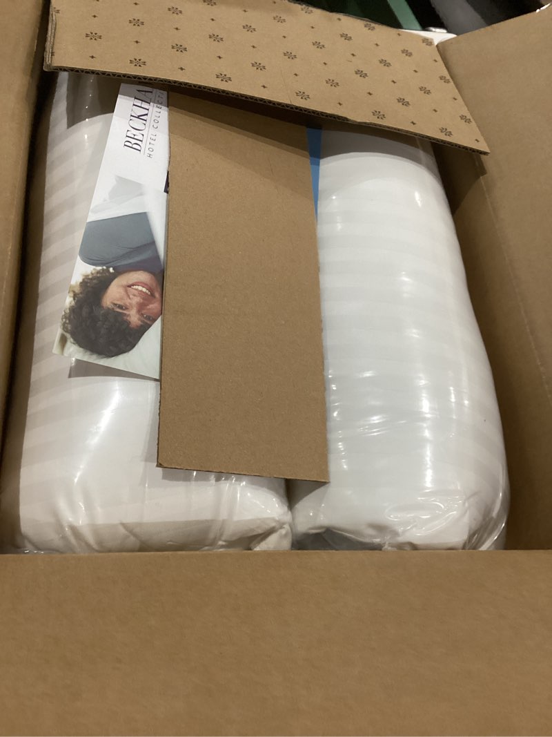 Condition photo showing Good Condition for beckham hotel collection bed pillows standard/queen size set of 2 - original soft down alternative pillow for sleeping - soft support for back, stomach or side sleepers queen / standard white